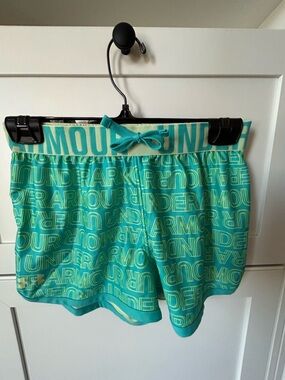 Girl’s Under Armour Teal Logo Athletic Shorts
